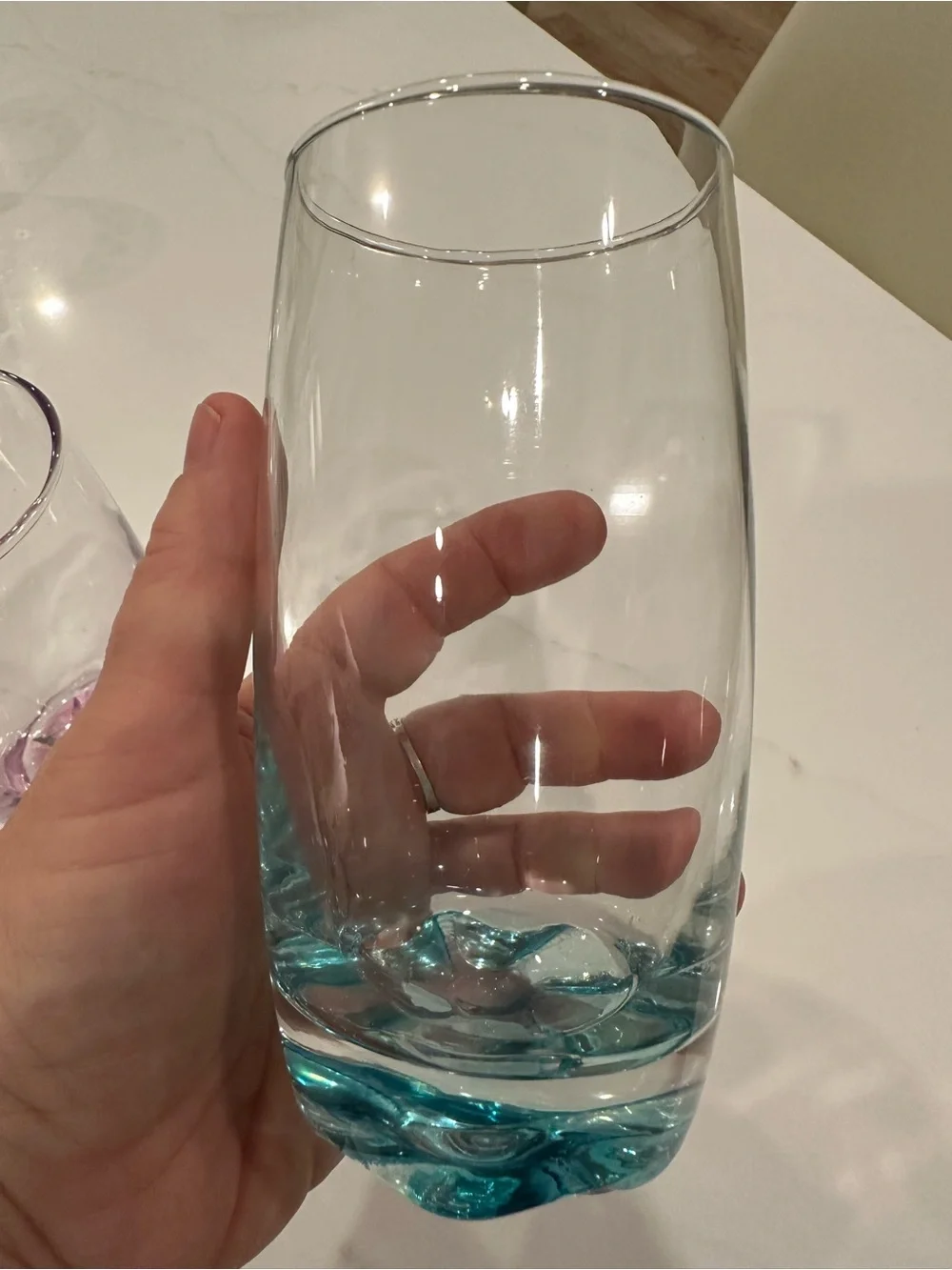 Colored Base Glass Tumbler - purple and Blue (Set of 2)